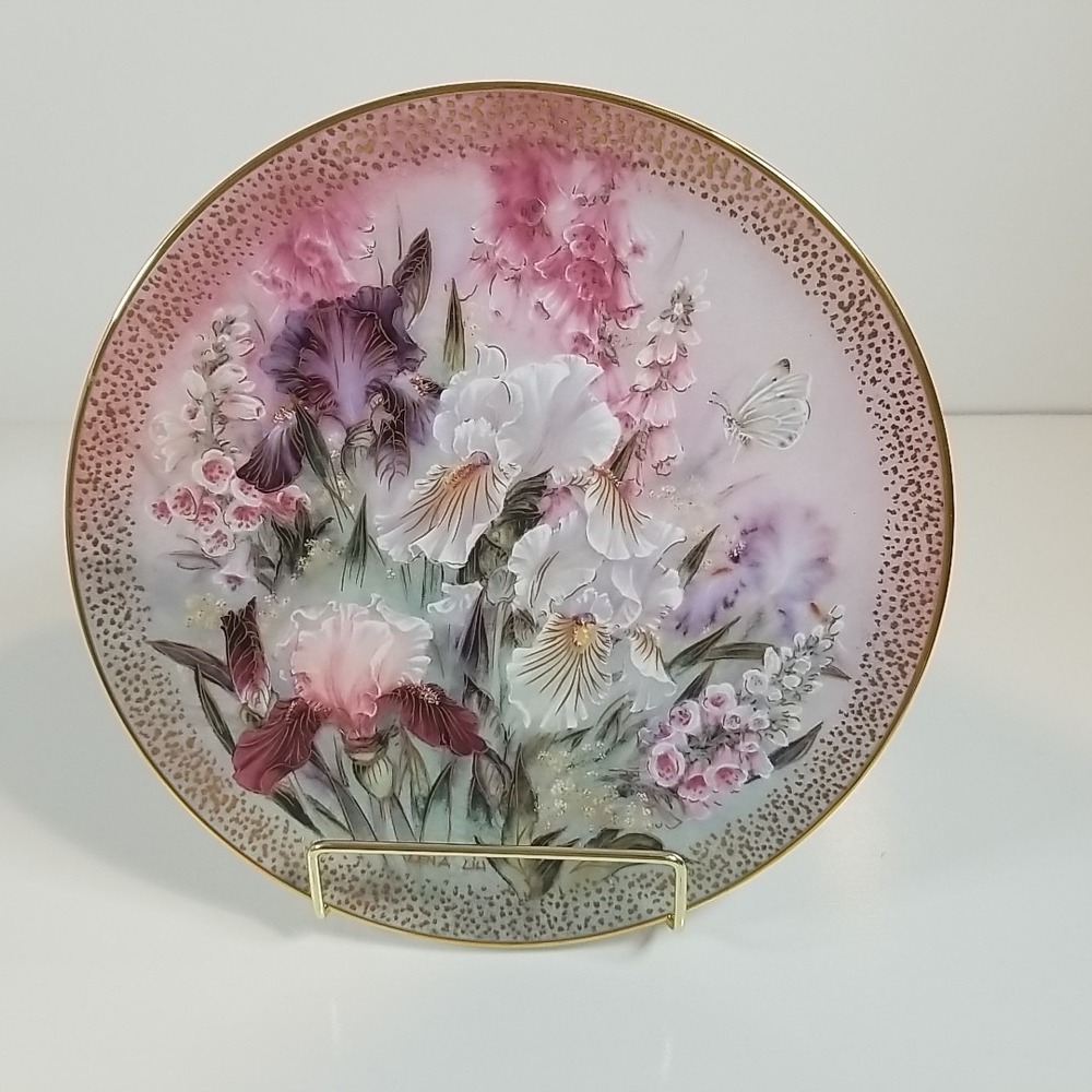 Vintage 1991 W. L. George Lena Liu Collectors Plate "Iris Quartet"